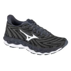 Buty Damskie Bieganie Wave Sky 8. Czarne obuwie trekkingowe damskie Mizuno, z gumy, bez zapięcia. Za 885.99 zł.