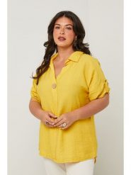 Curvy Lady Bluzka w kolorze żółtym rozmiar: 44/46. Żółte bluzki damskie Curvy Lady, bez wzorów, klasyczne, bez kołnierzyka, bez ramiączek. Za 109.78 zł.