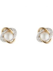 DIAMOND & CO Złote kolczyki-wkrętki "Mitsa" z diamentami i perłami rozmiar: onesize. Białe kolczyki damskie Diamond & Co, z diamentem, złote. Za 1,049.28 zł.