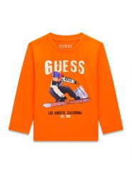 Guess Bluzka N6BI04 K5854 Pomarańczowy Regular Fit. Brązowe t-shirty i koszulki chłopięce Guess, z aplikacjami, z bawełny, bez kołnierzyka, bez ramiączek. Za 114.99 zł.