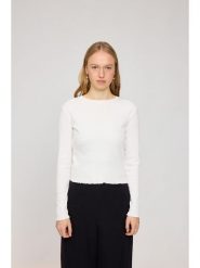 MAZINE Koszulka "Ribbed" w kolorze kremowym rozmiar: XS. Brązowe bluzki damskie MAZINE, xs, bez wzorów, z bawełny, bez kołnierzyka, bez ramiączek. Za 70.41 zł.