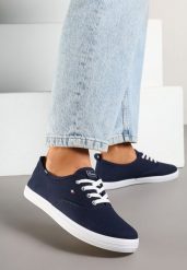 Granatowe Basicowe Tenisówki Vices Hallriva. Niebieskie obuwie sportowe damskie Renee, z jeansu, bez zapięcia, tenisowe. Za 39.99 zł.
