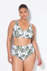 Damskie Figi od bikini wysoki stan nadruk z palmami. Białe figi Ulla Popken, bez wzorów, z elastanu. Za 91.99 zł.