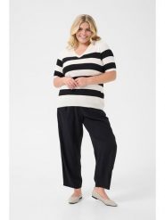 KAFFE curve Sweter w kolorze kremowo-czarnym rozmiar: XL. Brązowe swetry klasyczne damskie KAFFE curve, xl, bez kołnierzyka. Za 86.99 zł.