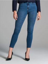 Jeansy skinny - granatowy. Niebieskie jeansy damskie Sinsay, z podwyższonym stanem. W wyprzedaży za 24.99 zł.