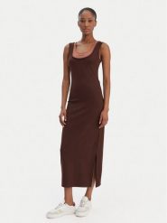 Calvin Klein Jeans Sukienka codzienna LV047E220G Brązowy Slim Fit. Brązowe sukienki damskie Calvin Klein Jeans, bez wzorów, z jeansu, bez ramiączek. Za 409.99 zł.