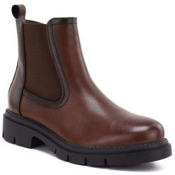 Skórzane botki damskie sztyblety brązowe Sergio Leone BT-01-S. Brązowe botki damskie Sergio Leone, ze skóry, bez obcasa, bez zapięcia. Za 219.99 zł.