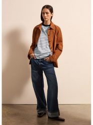 STEFANEL Koszulka w kolorze błękitno-granatowym rozmiar: XL. Niebieskie bluzki damskie Stefanel, xl, bez wzorów, z bawełny, bez kołnierzyka, bez ramiączek. Za 78.99 zł.