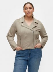 Vero Moda Curve Kurtka z imitacji skóry Jose 10308583 Szary Slim Fit. Szare kurtki damskie Vero Moda Curve, bez wzorów, ze skóry, bez kaptura. Za 199.99 zł.