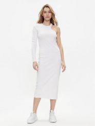 Replay Sukienka dzianinowa W9074.000.23587 Biały Slim Fit. Białe sukienki damskie Replay, bez wzorów, z bawełny, bez ramiączek. Za 249.99 zł.