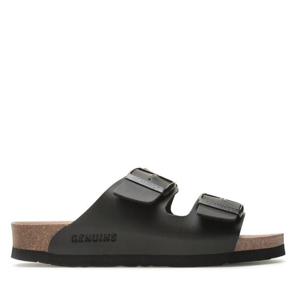 Klapki Genuins. Czarne klapki damskie Genuins, bez wzorów, bez obcasa, bez zapięcia. Za 149.99 zł.