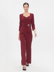 Rinascimento Kombinezon CFC0116137003 Bordowy Regular Fit. Czerwone sukienki damskie Rinascimento, bez wzorów, z syntetyku, bez ramiączek. Za 829.99 zł.