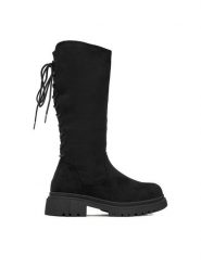 DeeZee Kozaki CEO-CS5819-24 Czarny. Czarne kozaki dziewczęce DeeZee, bez wzorów, z materiału, bez obcasa, bez zapięcia. Za 159.99 zł.