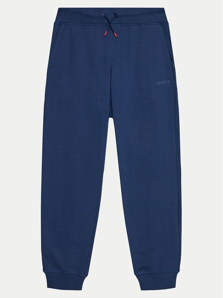 Hugo Spodnie dresowe G00175 D Niebieski Regular Fit. Niebieskie spodnie dresowe chłopięce Hugo, z bawełny. Za 189.99 zł.
