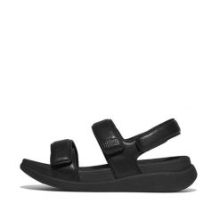 Klapki na koturnie z regulowanym paskiem na plecach damskie FitFlop F-Mode Go. Czarne klapki damskie FIT FLOP, bez wzorów, z materiału, bez obcasa, na koturnie, bez zapięcia. Za 452.50 zł.