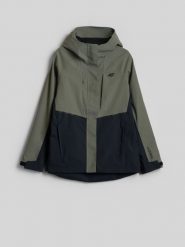 4F Kurtka trekkingowa membrana 10000 damska - khaki M. Brązowe kurtki damskie 4F, m, bez wzorów, bez kaptura. Za 399.99 zł.