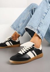 Czarne Sneakersy w Stylu Tenisówek z Wywinięciem Aveloren. Czarne obuwie sportowe damskie Renee, z jeansu, bez zapięcia, tenisowe. Za 74.99 zł.