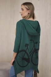Bluza z nadrukiem roweru zielona. Zielone bluzy damskie KESI, l, bez wzorów, z bawełny, z kapturem. Za 218.51 zł.