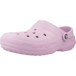 Sandały CROCS CLASSIC LINED CLOG Rose. Czerwone sandały damskie Crocs, bez wzorów, z syntetyku, bez obcasa, bez zapięcia. Za 339.30 zł.