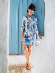 Isla Bonita by SIGRIS Sukienka w kolorze niebiesko-białym rozmiar: XL. Białe sukienki damskie Isla Bonita by SIGRIS, bez wzorów, z bawełny, bez ramiączek. Za 136.45 zł.