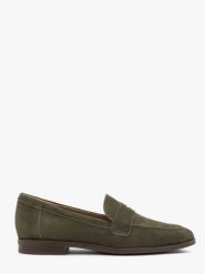 Zielone minimalistyczne mokasyny damskie. Zielone mokasyny damskie Ryłko, ze skóry, bez obcasa. Za 379.99 zł.