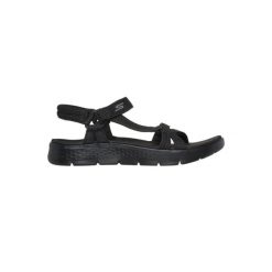 Sandały Skechers Model Go Walk Flex Sandal Kolor Czarny. Czarne sandały damskie Skechers, bez wzorów, z tkaniny, bez obcasa, bez zapięcia. Za 229.99 zł.