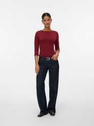 Vero Moda Koszulka w kolorze czerwonym rozmiar: L. Czerwone bluzki damskie Vero Moda, l, bez wzorów, bez kołnierzyka, bez ramiączek. Za 66.00 zł.