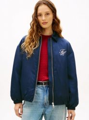 Tommy Hilfiger kurtka bomber Kobiety Sztuczne włókno niebieski, M. Niebieskie kurtki damskie Tommy Hilfiger, m, bez wzorów, z włókna, bez kaptura. Za 599.95 zł.