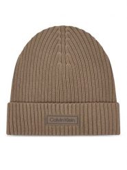 Calvin Klein Czapka Patch Chunky LV04D8053G Beżowy. Brązowe czapki damskie Calvin Klein, na zimę, bez wzorów, z bawełny. Za 169.99 zł.