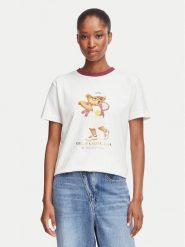 Guess T-Shirt V6BI14 K6742 Biały Regular Fit. Białe t-shirty damskie Guess, xs, z aplikacjami, z bawełny, bez kołnierzyka. Za 174.99 zł.