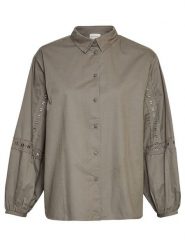 MOSS COPENHAGEN Koszula "Jeovana Petronia" w kolorze khaki rozmiar: M/L. Brązowe koszule damskie Moss Copenhagen, l, z aplikacjami, z bawełny, bez kołnierzyka, bez ramiączek. Za 140.86 zł.