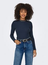 ONLY Koszulka w kolorze granatowym rozmiar: XL. Niebieskie koszulki damskie Only, xl, bez wzorów, bez kołnierzyka, bez ramiączek. Za 57.06 zł.
