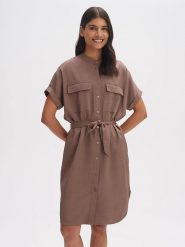 OPUS Sukienka w kolorze jasnobrązowym rozmiar: 42. Brązowe sukienki damskie Opus, bez wzorów, z tkaniny, bez ramiączek. Za 187.99 zł.