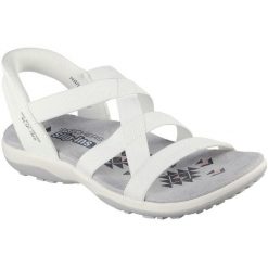 Sandały damskie Skechers Reggae Slim Stretch Flex. Białe sandały damskie Skechers, bez wzorów, z materiału, bez obcasa, bez zapięcia. Za 490.00 zł.