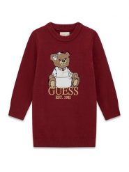 Guess Sukienka dzianinowa K6BK08 Z1308 Czerwony Regular Fit. Czerwone sukienki dziewczęce Guess, z aplikacjami, z dzianiny, bez ramiączek, proste. Za 214.99 zł.
