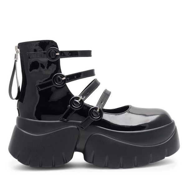 Półbuty Jenny Fairy. Czarne półbuty damskie Jenny Fairy, bez wzorów, bez obcasa, na płaskiej podeszwie, bez zapięcia. Za 169.99 zł.