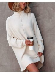 Milan Kiss Sukienka dzianinowa w kolorze kremowym rozmiar: M. Brązowe sukienki damskie Milan Kiss, bez wzorów, z dzianiny, bez ramiączek. Za 207.88 zł.