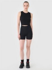 4F Legginsy krótkie dzianinowe damskie - czarne M. Czarne legginsy damskie 4F, m, bez wzorów, z bawełny. W wyprzedaży za 39.99 zł.