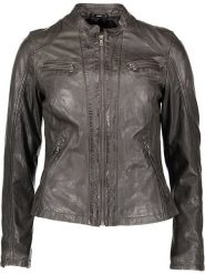 7eleven Skórzana kurtka "Rubina" w kolorze antracytowym rozmiar: 42. Czarne kurtki damskie 7eleven, bez wzorów, z materiału, bez kaptura. Za 585.45 zł.