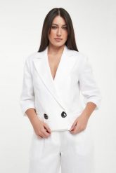 Żakiet lniany ARMANI EXCHANGE. Marynarki i żakiety damskie Armani Exchange, l, bez wzorów, ze lnu. Za 1,169.00 zł.