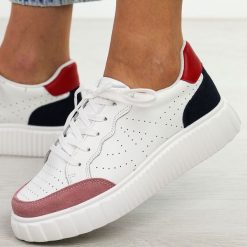 Białe skórzane ażurowane sneakersy damskie T.Sokolski W24-55. Białe obuwie sportowe damskie Sokolski, na jesień, z jeansu, bez zapięcia, trekkingowe. Za 219.00 zł.