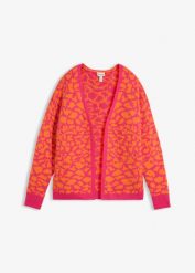 Luźny sweter rozpinany z dzianiny o splocie dużych oczek. Brązowe kardigany damskie bonprix, bez wzorów, z dzianiny. Za 139.99 zł.