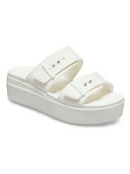 Crocs Klapki w kolorze białym rozmiar: 39/40. Białe klapki damskie Crocs, bez wzorów, z otwartym noskiem, bez obcasa, na platformie, bez zapięcia. Za 179.64 zł.