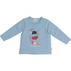 Koszulka "Mon Amie" w kolorze błękitnym. Niebieskie koszulki i t-shirty dziewczęce Salt & Pepper, z aplikacjami, z okrągłym kołnierzem, z długim rękawem. W wyprzedaży za 22.95 zł.