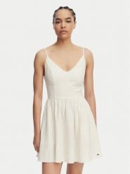 Tommy Jeans Sukienka letnia Skater DW0DW22345 Beżowy jasny Slim Fit. Brązowe sukienki damskie Tommy Jeans, bez wzorów, z jeansu, bez ramiączek. Za 489.99 zł.