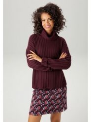 Aniston Golf w kolorze bordowym rozmiar: 42. Czerwone golfy damskie Aniston, bez wzorów, ze splotem, bez ramiączek. Za 65.69 zł.