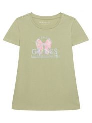 Guess T-Shirt J6GI28 K6YW4 Zielony jasny Regular Fit. Zielone koszulki i t-shirty dziewczęce Guess, z aplikacjami, z bawełny, bez kołnierzyka, bez ramiączek. Za 84.99 zł.