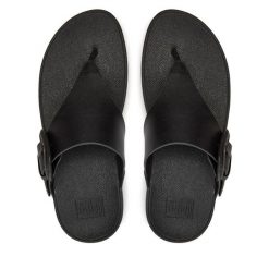 Japonki FitFlop. Czarne klapki damskie FitFlop, bez wzorów, bez obcasa, bez zapięcia. Za 269.99 zł.