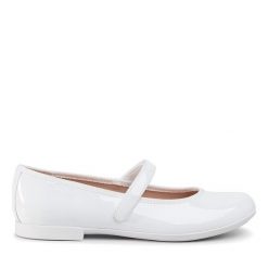 Baleriny Geox. Białe baleriny dziewczęce Geox, bez wzorów, bez obcasa, bez zapięcia. Za 179.99 zł.