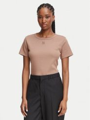 HUGO T-Shirt Deloris 50512002 Khaki Regular Fit. Brązowe t-shirty damskie Hugo, s, bez wzorów, z bawełny, bez kołnierzyka. Za 194.99 zł.